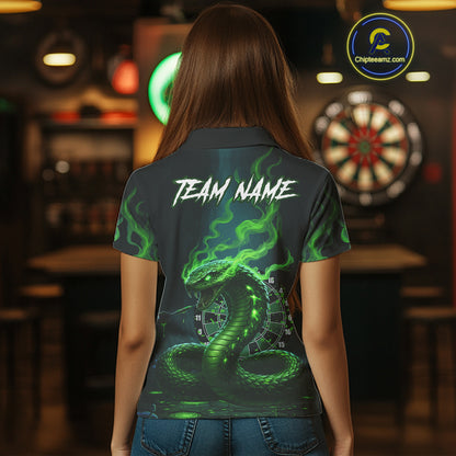 Custom Green Smokes Funny Cobra Dartboard Women Darts Polo Shirt, Outfits Dart Jerseys NYN1813