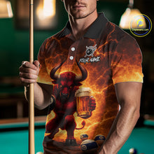 Load image into Gallery viewer, Yellow Lightning Funny Bull Pool 8 Ball Men Billiard Polo &amp; 1/4-Zip Shirt Custom Billiard Attire NYN2606