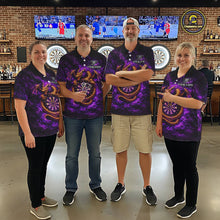 Load image into Gallery viewer, Gold Horror Dragon Hold Dartboard Men Darts Polo Shirt Custom Purple Grunge Darts Team Jersey NYN2609