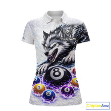 Load image into Gallery viewer, Funny Black-White Wolf Thunder Pool Ball Billiard Shirt For Women Custom Ball 8 Billiard Attire NYN2614