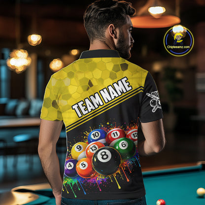 Custom Colorful Splash Ball Billiard Shirt For Men Personalized Cue Billiard Attire Gifts NYN2337
