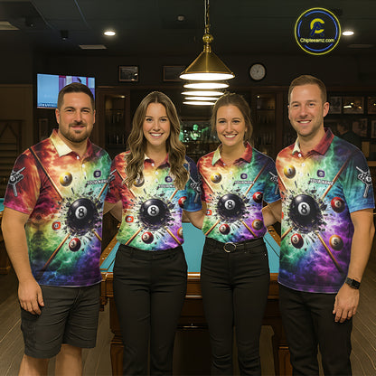 Personalized Crack Pool 8 Ball Men Billiard Team Shirt Colorful Thunder Billiard Attire NYN2368