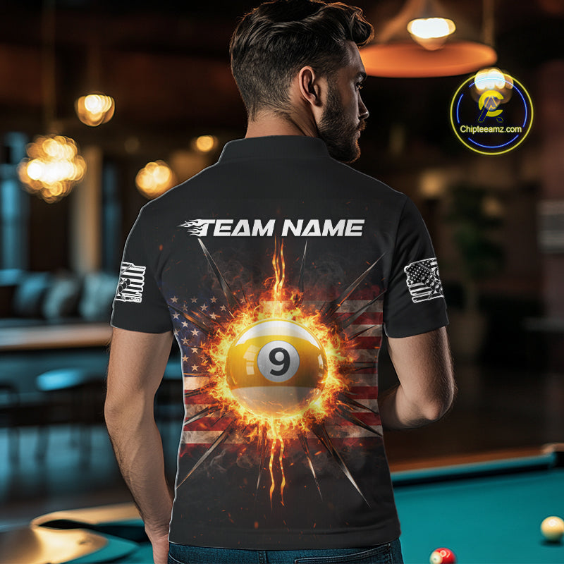 8 Ball Pool 9 Ball Men Billiard Polo & 1/4-Zip Shirt Custom Patriotic Billiard Team Jersey NYN2371