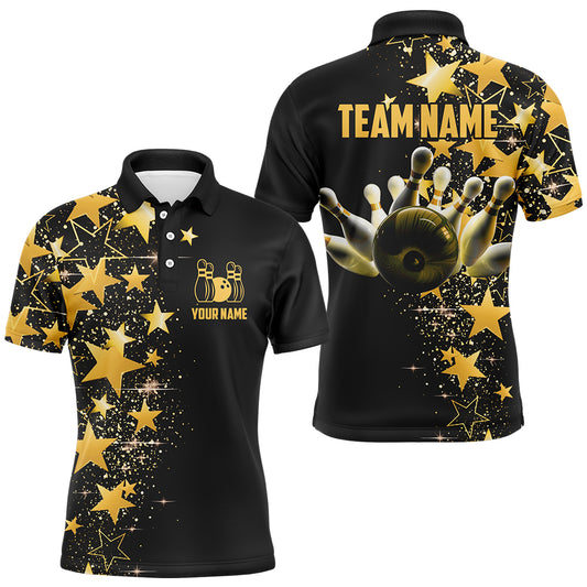 Men Polo Bowling Shirts Custom Star Bowling Team Jersey Bowlers Gift QZT459