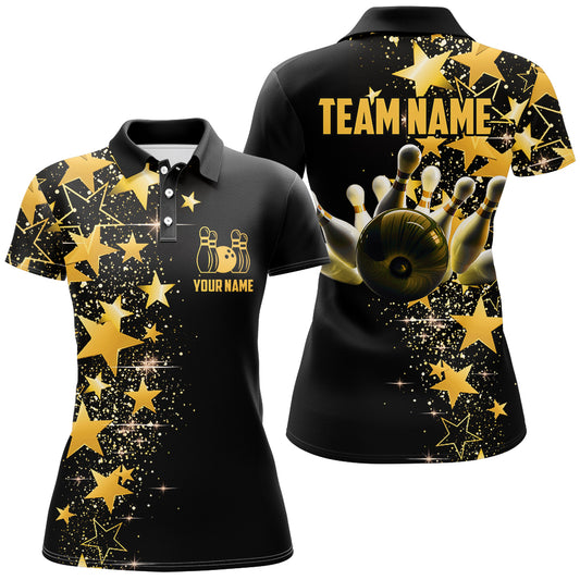 Women Polo Bowling Shirt Custom Star Bowling Team Jersey Bowlers Gift QZT459