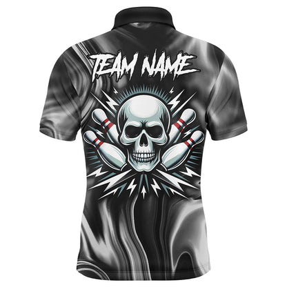 Skull Bowling Shirt Personalized Bowling Team League Skull Polo Shirt for Men QZT285