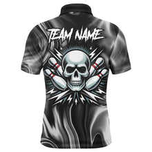 Load image into Gallery viewer, Skull Bowling Shirt Personalized Bowling Team League Skull Polo Shirt for Men QZT285