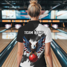 Load image into Gallery viewer, Custom Bowling Shirt Eagle Bowling Team Jersey Patriotic Women Quarter Zip Shirt for Bowlers QZT296