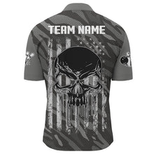 Load image into Gallery viewer, Personalized Skull 1/4 Zip Bowling Jerseys for Men Bowling Shirt Unisex QZT282