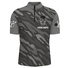 Load image into Gallery viewer, Personalized Skull 1/4 Zip Bowling Jerseys for Men Bowling Shirt Unisex QZT282