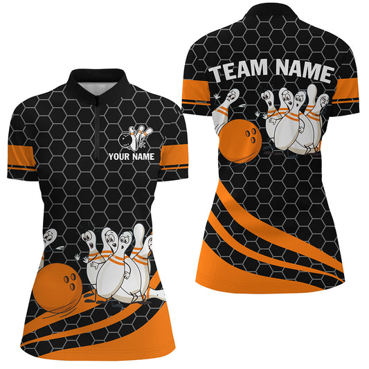 Personalized Women Bowling Shirts 1/4 Zip Bowling Jersey Bowling Team League QZT445