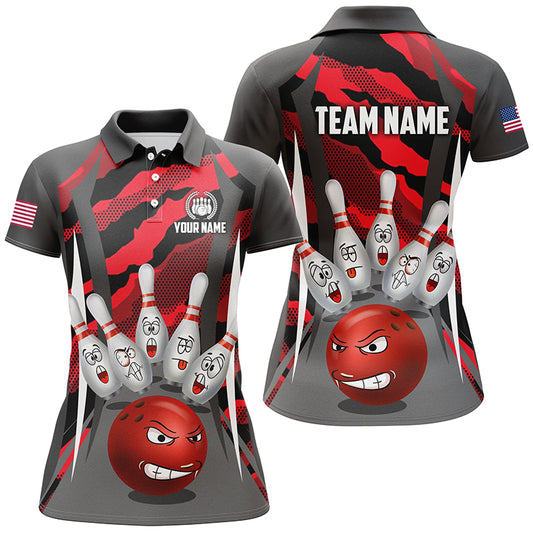 Custom Camo Bowling Shirt Women Bowling Team Jersey Polo Short Sleeves QZT457