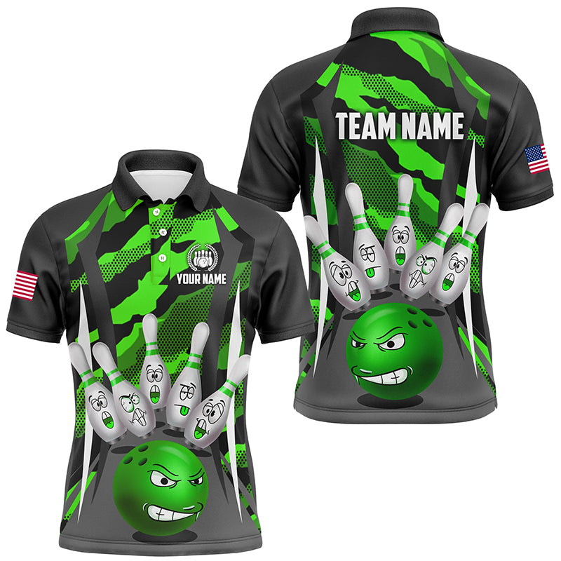 Custom Camo Bowling Shirt Men Bowling Team Jersey Polo Short Sleeves Muticolor QZT457