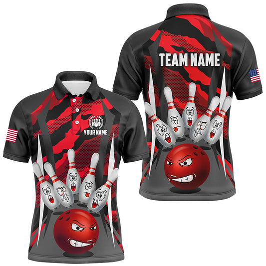 Custom Camo Bowling Shirt Men Bowling Team Jersey Polo Short Sleeves Muticolor QZT457