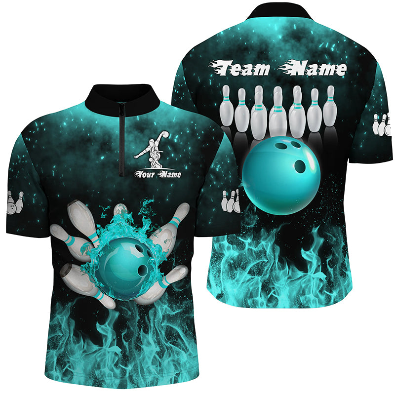Flame Bowling Shirts for Men Custom Bowling Team Jersey Polo Shirt Uniform QZT464