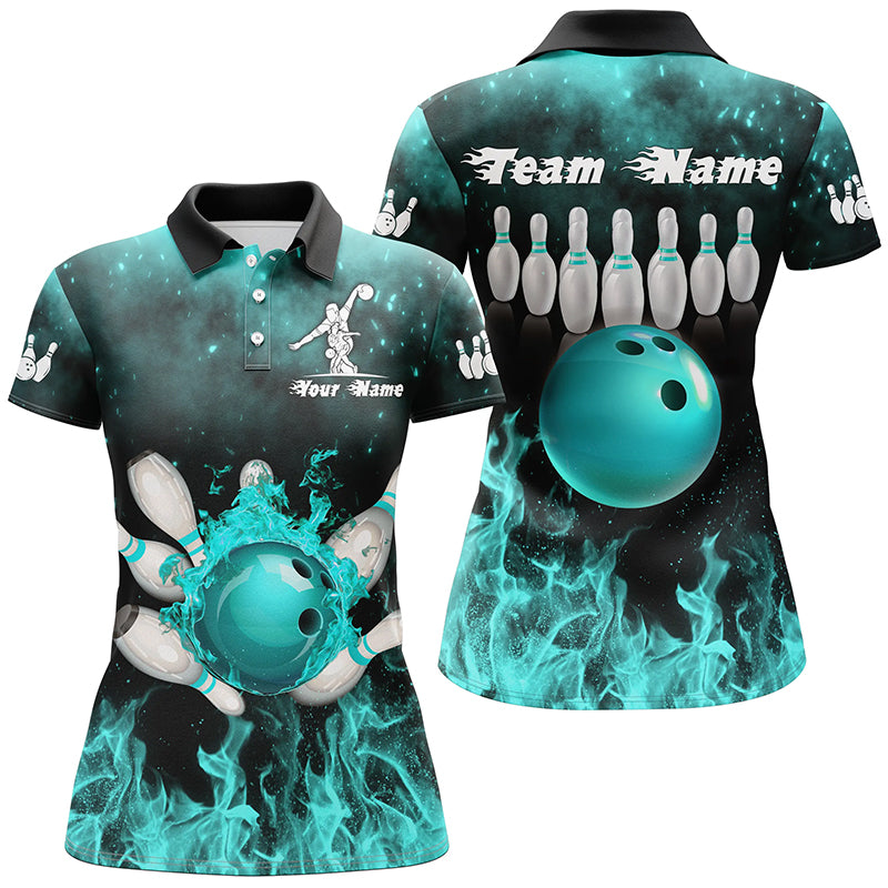 Flame Bowling Shirts for Women Custom Bowling Team Jersey Polo Shirt Uniform QZT464