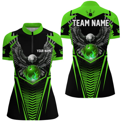 Custom Eagle Bowling Shirts 1/4 Zip Bowling Team League for Women QZT434
