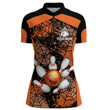Load image into Gallery viewer, Orange Bowling Shirt for Women Spider Bowling Shirt Customized Polo Shirt Unisex QZT288