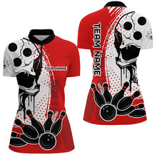 Load image into Gallery viewer, Skull Bowling Shirt for Women Custom Bowling Jersey Bowling 1/4 Zip Shirt Bowling Team League QZT293