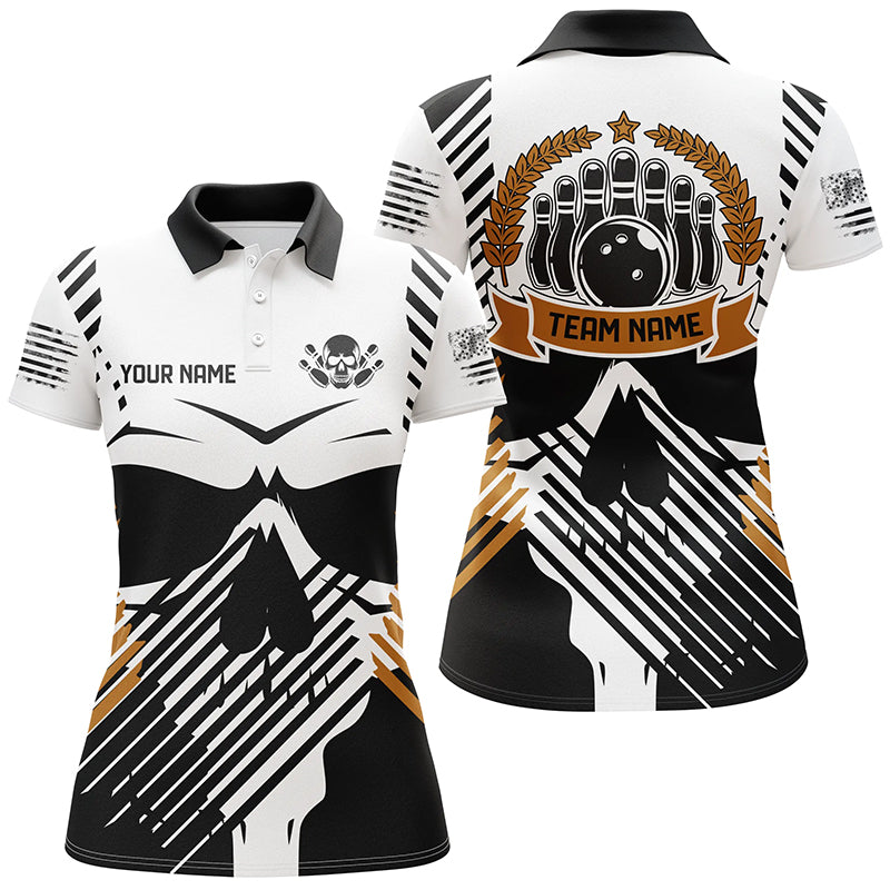 Personalized Women Polo Bowling Shirts Skull Bowling Team Jersey QZT451