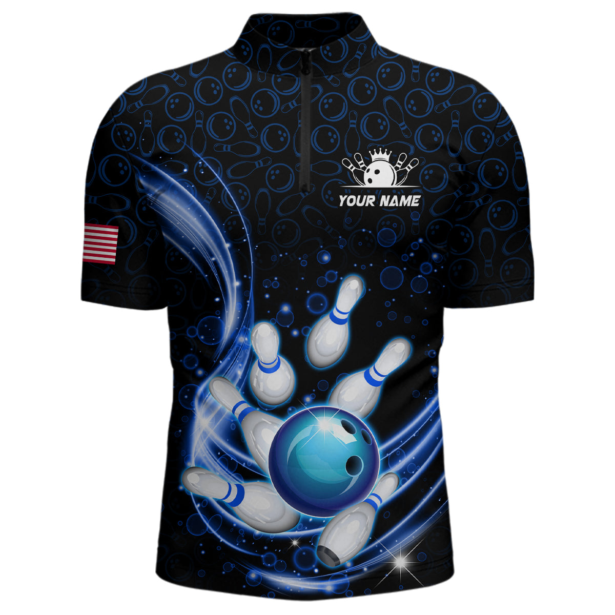 Personalized Camo Bowling Shirt for Men Custom Bowling Jersey Bowling Team League Quarter-Zip QZT251
