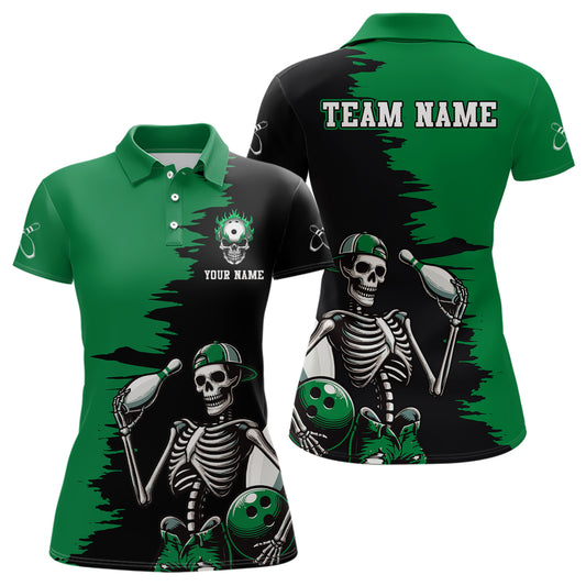 Personalized Skeleton Bowling Shirt for Women Skull Bowling Jersey Polo Bowling Shirt QZT407