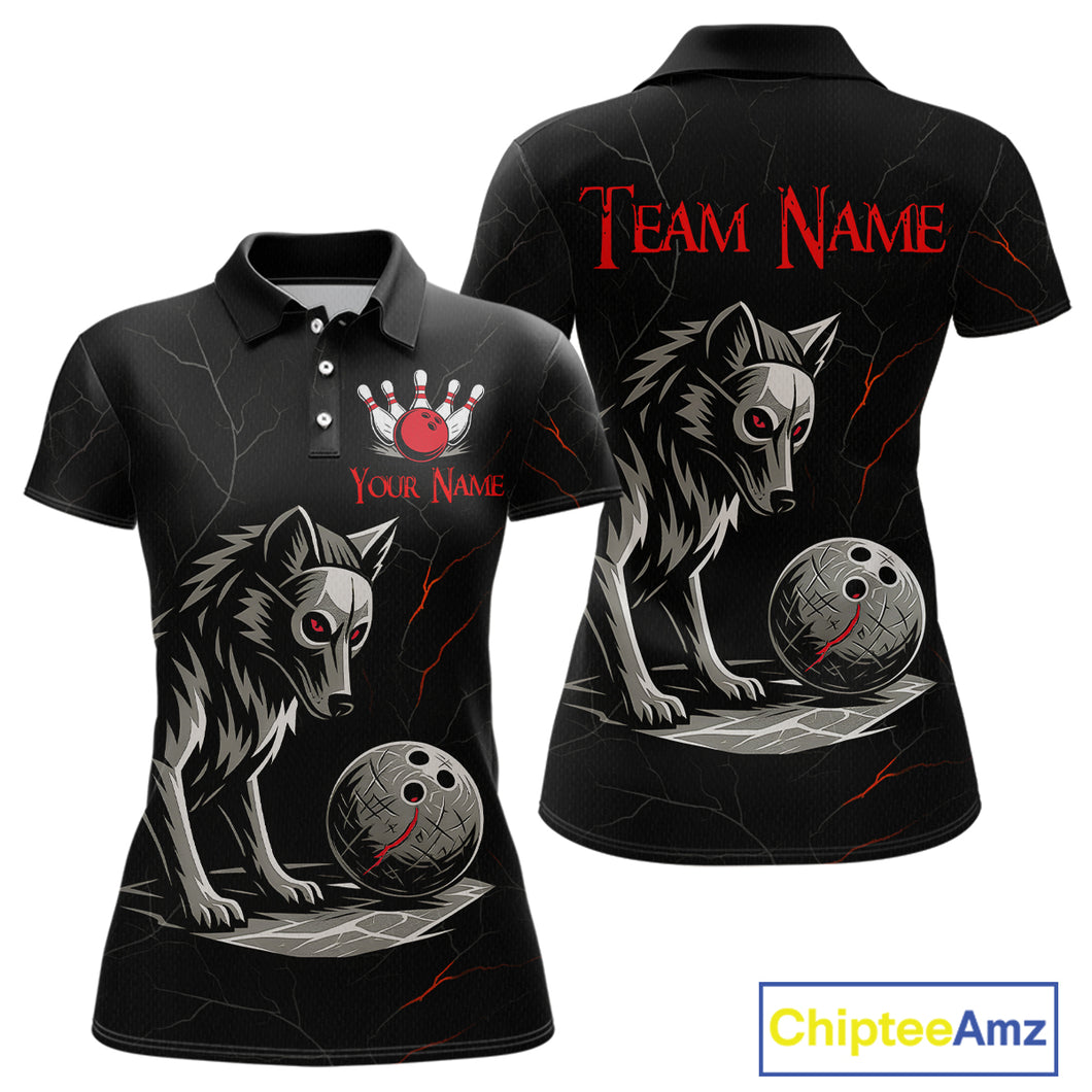 Wolf Bowling Shirt for Women Custom Bowling Team Jersey Black Polo & Quarter-Zip Bowling Unisex QZT700