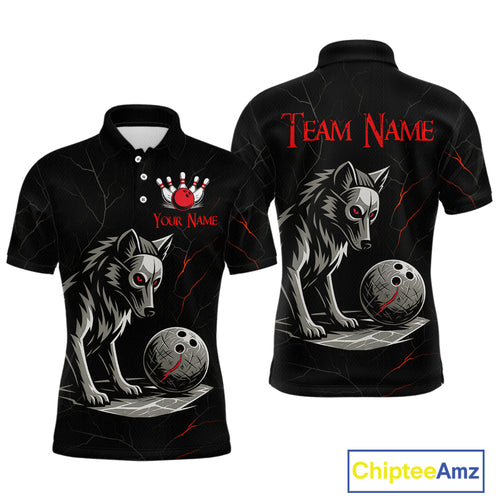 Wolf Bowling Shirt for Men Custom Bowling Team Jersey Black Polo & Quarter-Zip Bowling Unisex QZT700