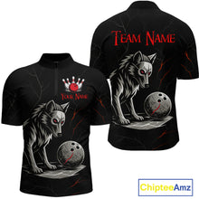 Load image into Gallery viewer, Wolf Bowling Shirt for Men Custom Bowling Team Jersey Black Polo &amp; Quarter-Zip Bowling Unisex QZT700