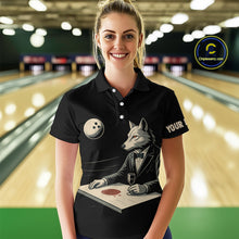 Load image into Gallery viewer, Personalized Black Wolf Bowling Jersey for Women Bowling Team Shirt Polo &amp; 1/4-Zip Bowling Unisex QZT702
