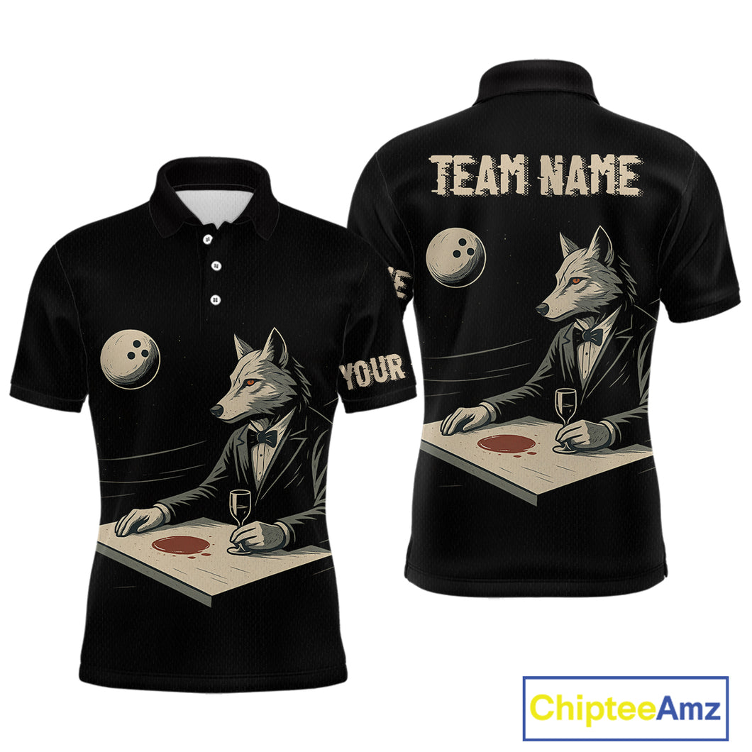Personalized Black Wolf Bowling Jersey for Men Bowling Team Shirt Polo & 1/4-Zip Bowling Unisex QZT702