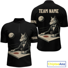 Load image into Gallery viewer, Personalized Black Wolf Bowling Jersey for Men Bowling Team Shirt Polo &amp; 1/4-Zip Bowling Unisex QZT702