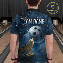 Load image into Gallery viewer, Custom Blue Bowling Shirt Wolf Bowling Team Jersey for Men Polo &amp; 1/4 Zip Bowling Outfit QZT703