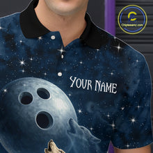 Load image into Gallery viewer, Custom Blue Bowling Shirt Wolf Bowling Team Jersey for Men Polo &amp; 1/4 Zip Bowling Outfit QZT703