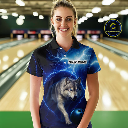 Custom Bowling Shirts for Women Thunder Bowling Jerseys Bowling Team League Polo & Quarter-Zip QZT704