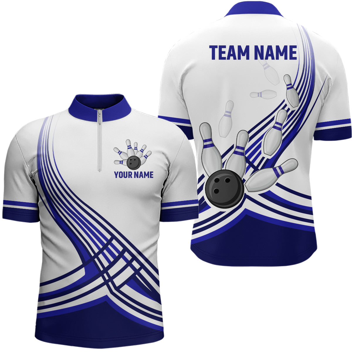 Personalized Men's Bowling Jersey Quarter Zip Bowling Team Shirts Bowling Gifts QZT502