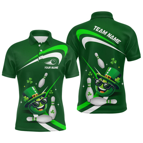 Custom Green St Patrick Day Bowling Shirt Lucky Funny Polo Bowling Jersey QZT623
