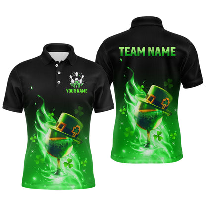 Custom Bowling Shirt Unisex Green Shamrock Lucky Clover Polo Bowling Jersey QZT624