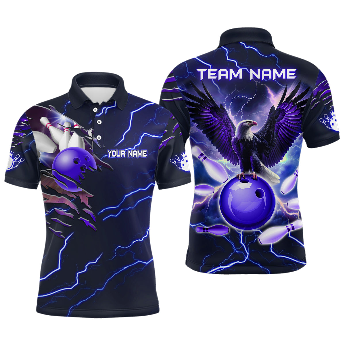 Personalized Men Polo Eagle Bowling Shirts Bowling Team League QZT437