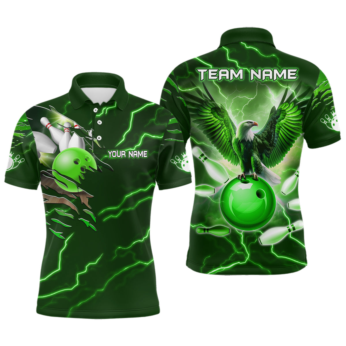 Personalized Men Polo Eagle Bowling Shirts Bowling Team League QZT437