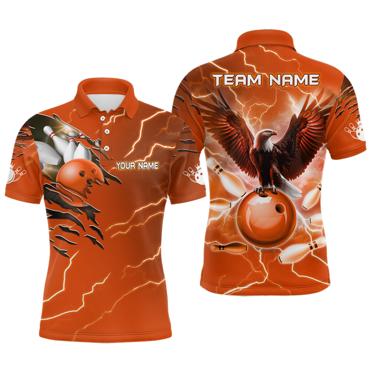 Personalized Men Polo Eagle Bowling Shirts Bowling Team League QZT437