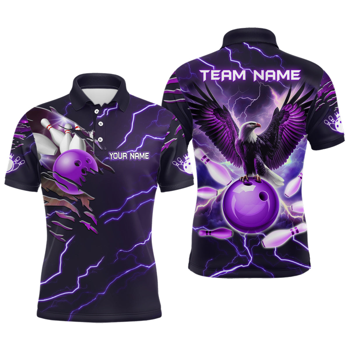 Personalized Men Polo Eagle Bowling Shirts Bowling Team League QZT437