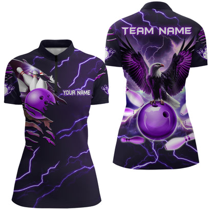 Personalized Women 1/4 Zip Eagle Bowling Shirts Bowling Team League QZT437