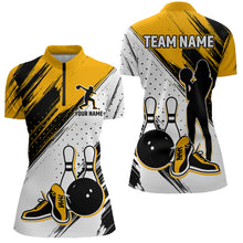 Load image into Gallery viewer, Personalized Women Quarter Zip Bowling Shirts Camo Bowling Team Jersey Multicolor QZT477