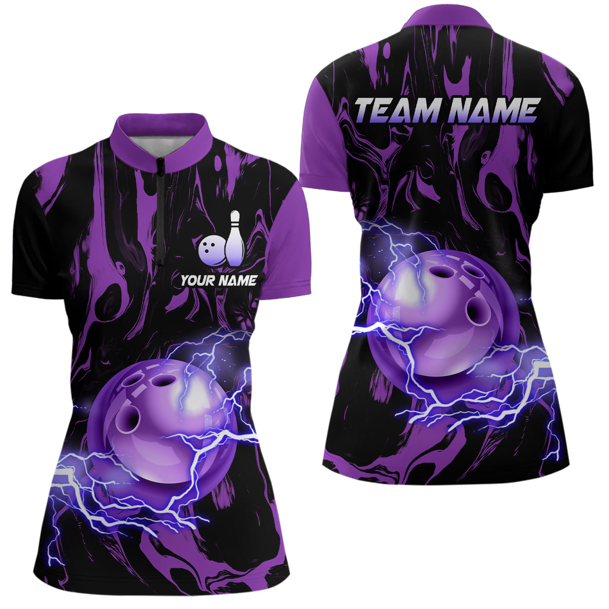 Custom Women Bowling Shirts Quarter Zip Bowling Jersey Multicolor QZT484