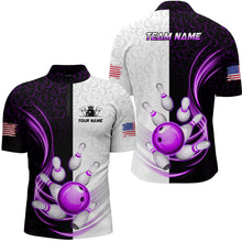 Load image into Gallery viewer, Custom Bowling Shirts for Men Camo Bowling Jersey 1/4 Zip Bowling Team League QZT449