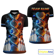 Load image into Gallery viewer, Custom Flame &amp; Water DNA Bowling Shirt My DNA Quarter-Zip Bowling Jersey for Men And Women QZT685