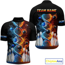 Load image into Gallery viewer, Custom Flame &amp; Water DNA Bowling Shirt My DNA Quarter-Zip Bowling Jersey for Men And Women QZT685