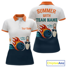 Load image into Gallery viewer, Personalized Flame Bowling Shirt Polo Bowling Summer with Team Name Gift for Bowlers QZT697