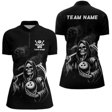 Load image into Gallery viewer, Bowling Shirt Custom Skull Bowling 1/4 Zip Shirt for Women Bowling Team League QZT299